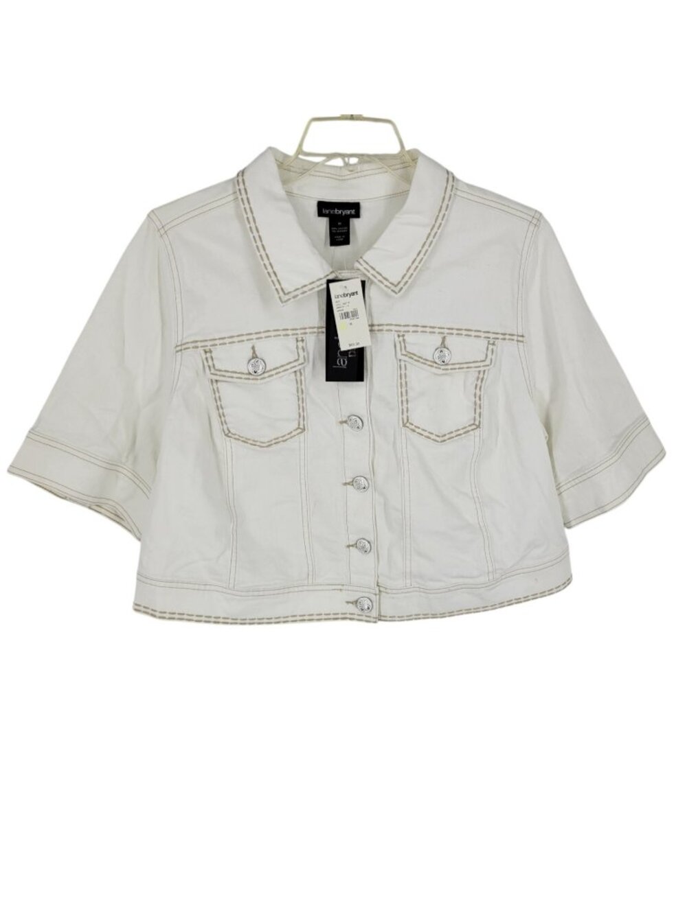 Lane Bryant NWT Denim Jacket 18 White Cropped Western Y2K Coastal Cowgirl